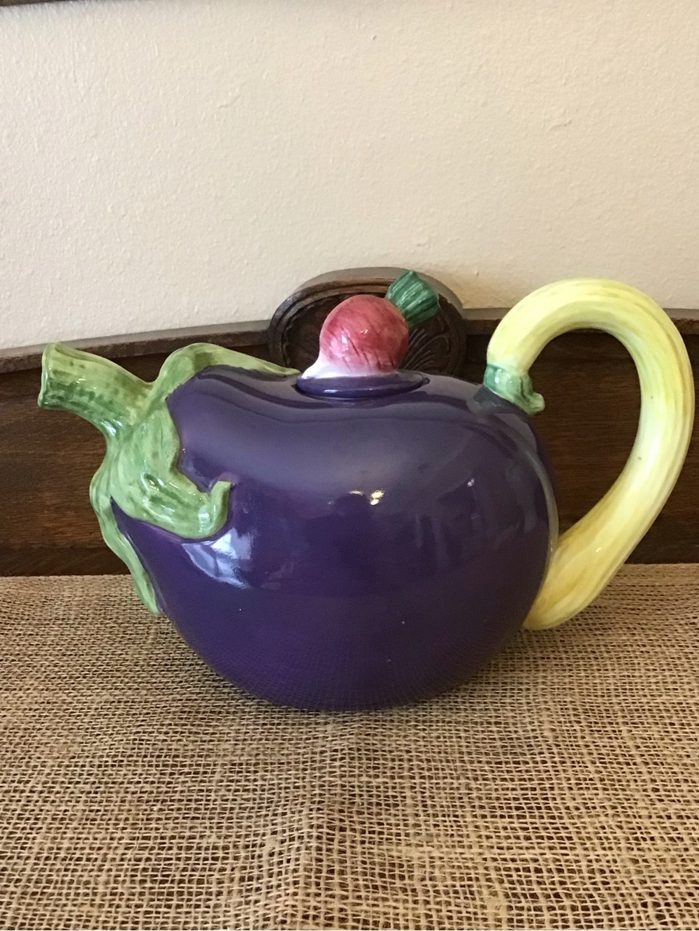 Vintage Department 56 "Garden" collection eggplant teapot
